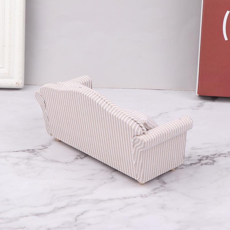 1:12 Mini Furniture Sofa With Pillow For Dollhouse Kids Pretend Play Diy Decor