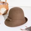 2025 Women's Autumn/Winter Wool Felt Fashion Hat - British Style, Small Top, Short Brim, Rolled Edge