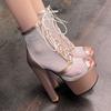 Women's high-heeled sandals sexy European and American style waterproof table thick heel large size hollow fish mouth shoes