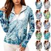 Sudadera Ligera con Cremallera para Mujer con Capucha y Bolsillos Manga Larga Chaqueta de Protección Solar Estampado Tie-Dye Ropa Exterior Informal