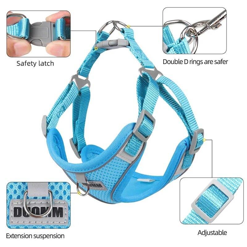 Puppy Chest Strap Chihuahua Harness Clothes Vest Small Medium Dog Harness Leash Set Pug Reflective Walking Straps Pet Supplies