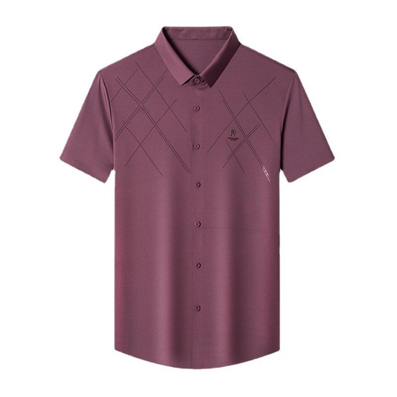 Summer New Style Lapel Men's Shirt Korean Style Fashionable Urban Comfortable Casual Mid-green Seamless Shirt