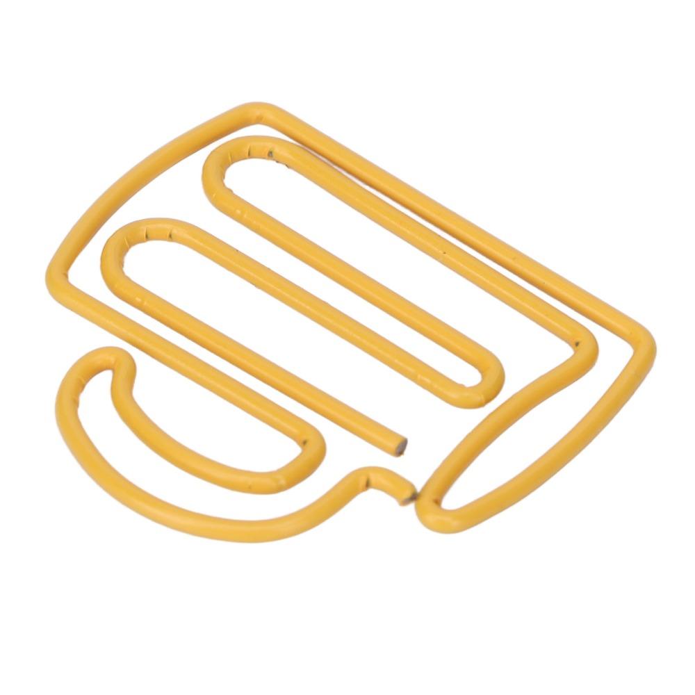 100 Peças Clips de Papel Amarelos Fofos Formato de Copo Pequenos Clips de Papel Clips de Papel Legais Material de Escritório