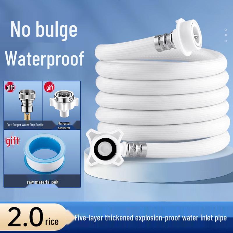 Fully Automatic Washing Machine Extended Inlet Hose with Agitator Drum, 4-Point Threaded Connection