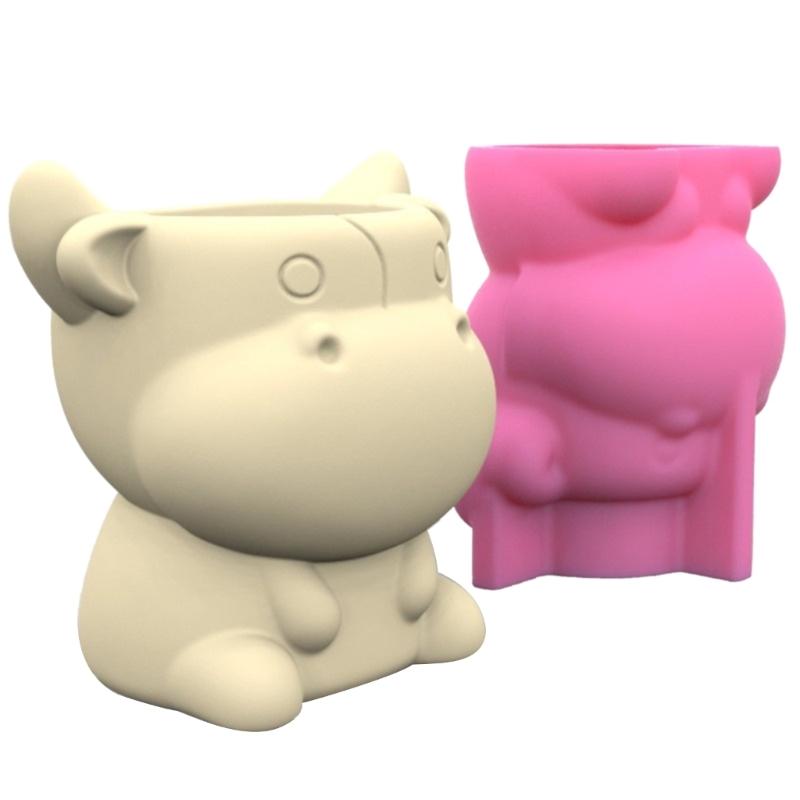 Cute Zebra Fox Concrete Flower Pot Silicone Mold Candle Pen Holder Resin Mold Animal Succulent Planter Pot Mold DIY Art