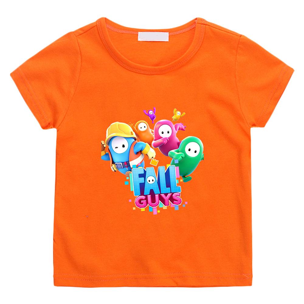 Camiseta Infantil Fall Guys 100% Algodón Camisetas Estampado Gráfico de Dibujos Animados Tops Casuales Niños Unisex Cuello Redondo Manga Corta Verano