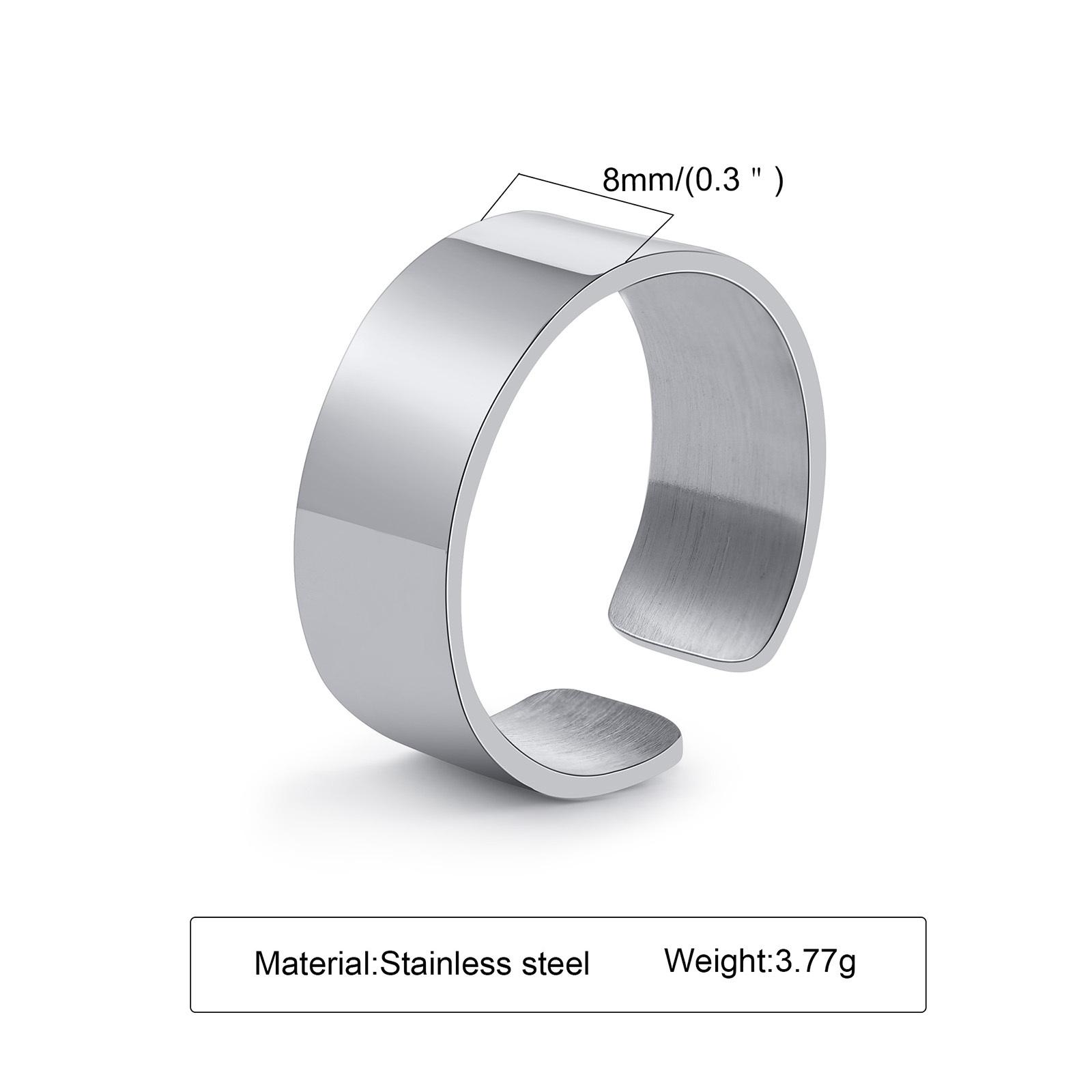 

Punk Bend Ring for Men Boys,High Polished Stainless Steel Adjustable Ring 8mm Width Simple Ring for Husband Son Dad adjustable