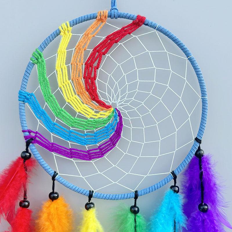 Traumfänger Handgefertigt Bunte Federn Windspiele Schlafzimmer Hängende Ornamente Wanddekoration Geburtstagsgeschenke Heimzubehör