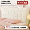 Grid Pattern Bedhead Cover Stretch Soft All-Inclusive Headboard Covers Solid Color Thicken Dustproof Backrest Protector Cover