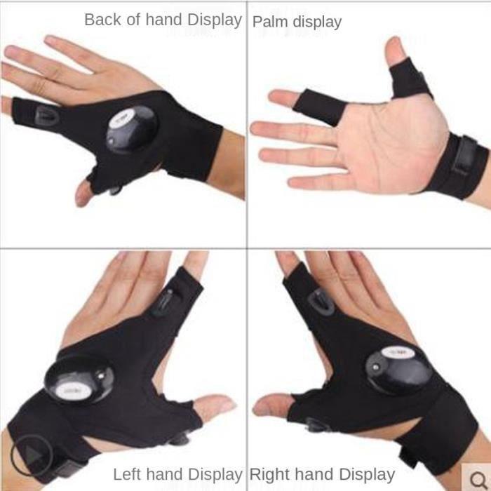 Couleur Deux gauche et droite Gants de pêche de nuit avec lampe torche LED, accessoires, outils de sauvetage,