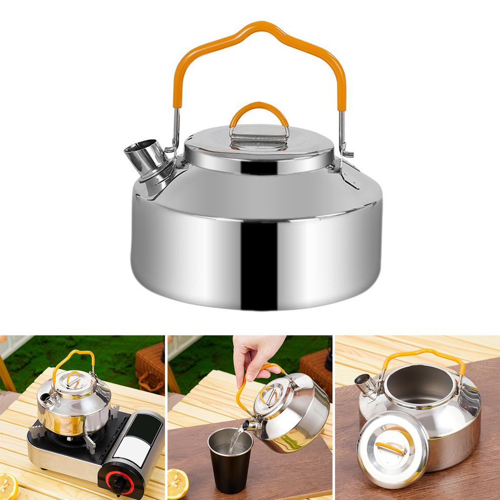 Camping Kettle, 1L Camp Tea Coffee Pot Stainless Steel Outdoor Hiking Kettle Pot Lightweight Durable Camping Tea Kettle