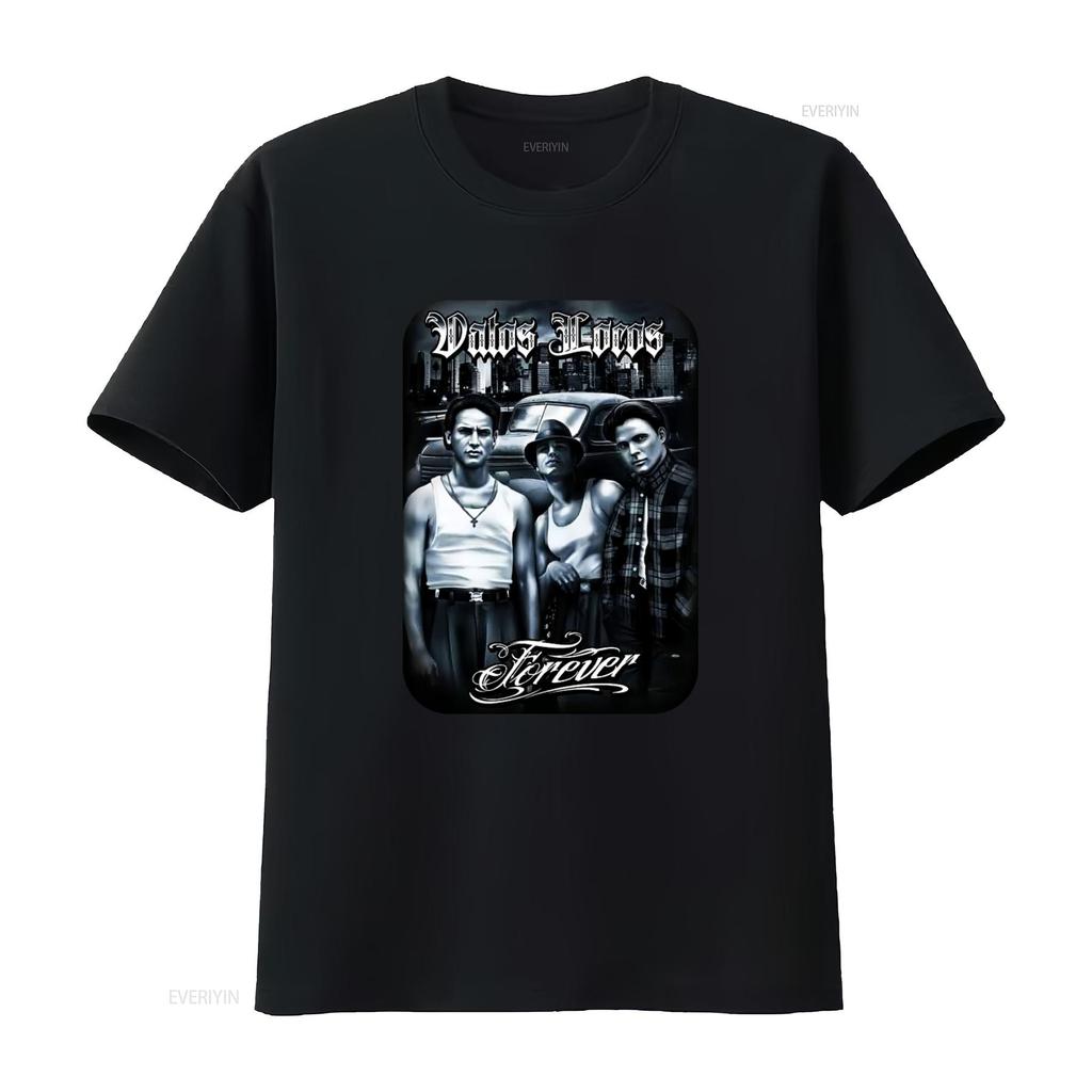 Vatos Locos Forever Mens Heavyweight T Shirt Print On Shaka Wear Retro Gangster Style Urban Fashion vintage Washed homme