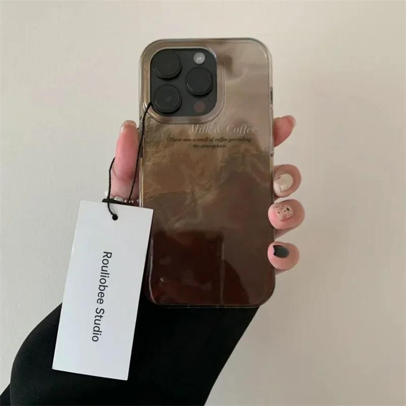 Luxury Coffee Color Blending Gradient Phone Case for IPhone 16 15 14 13 12 11 Pro Max 7 8 Plus X XS SE22 Shockproof Hard Cover
