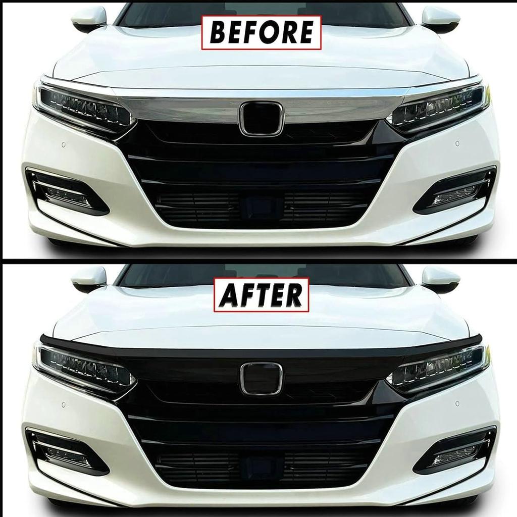 Front Grill Trim Chrome Delete Blackout Precut Vinyl Trim Stickers Fit for Honda Accord 2018 2019 2020 2021 2022