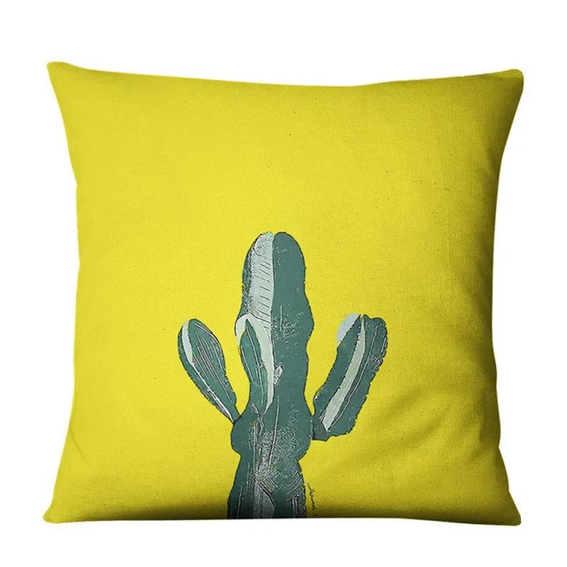 Succulent Cactus Pattern Square Soft Pillowcase Home Bedroom Hotel Car Decoration, And Comfortable Customizable