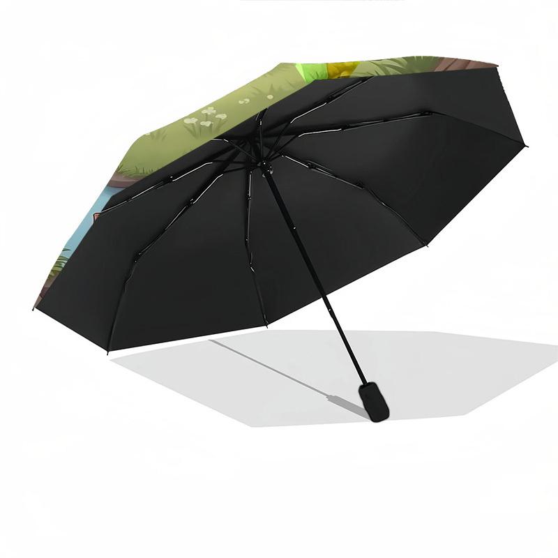 1pc Tom, Jerry Automatic Folding Umbrella - Compact 8-Rib Design, Durable Plastic & Iron1282L