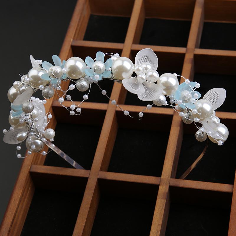 Pearl headband flower wreath headband Mori bride crown sweet knot wedding dress beaded headdress