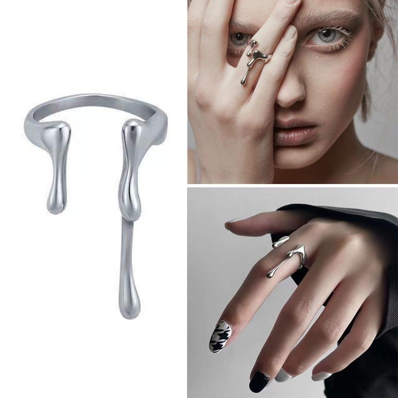 Chunky Vintage Silver Stackable Knuckles Rings Finger Rings Neutral Retro Ring Y2K Knuckles Rings for Women Girls