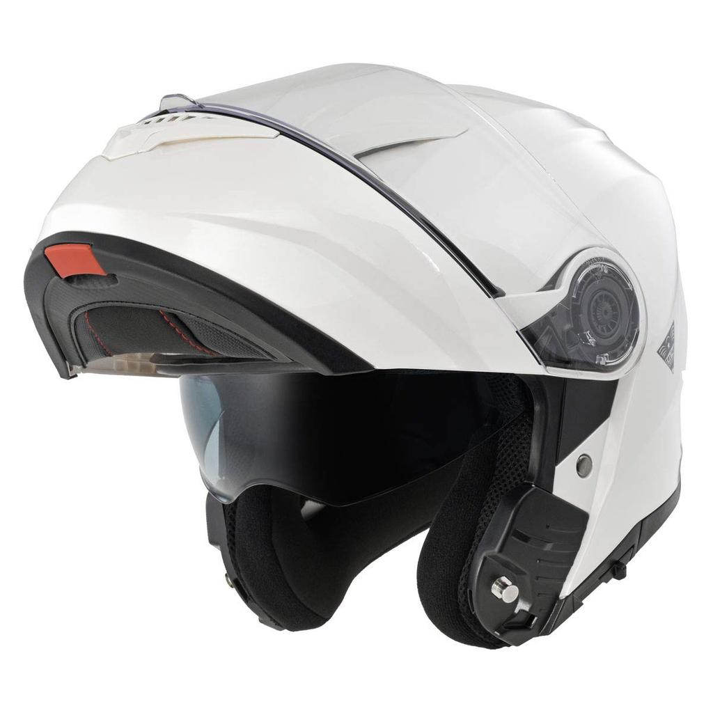 KOMINE Motorcycle FL System Helmet Pearl White L UV Protection Shield High Strength ABS Shell Inner Visor Full Face Magnetic Buckle HK-171