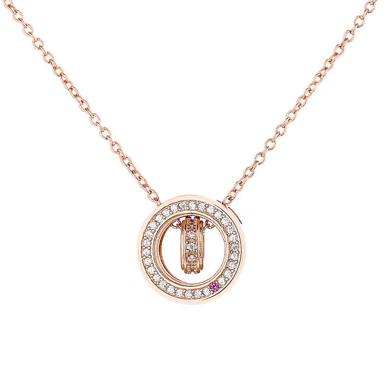 Double Ring Guardian Star Necklace for Women's Exquisite Versatile Ins Small and High Sense Transport Beads