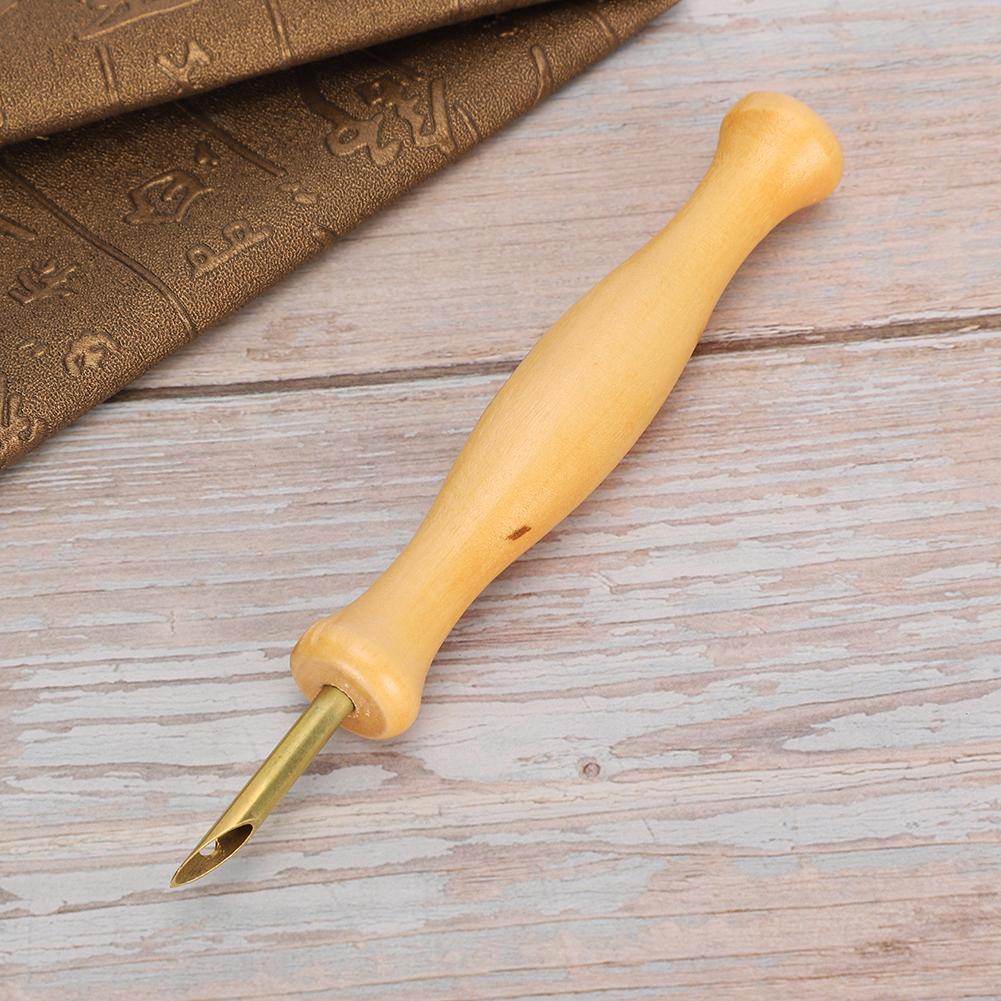 Portable Punch Needle Knitting Embroidery Pen Threader Wooden Handle Tool for Weaving Sewing Felting Craft