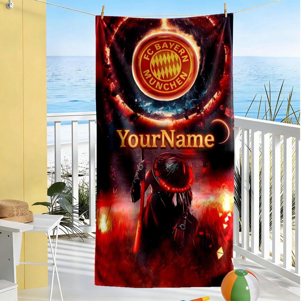 Bayern Munich Customizable Name Beach Towel Super Soft Microfiber Quickdry Fabric Perfect for Traveling Yoga Camping and Swimming