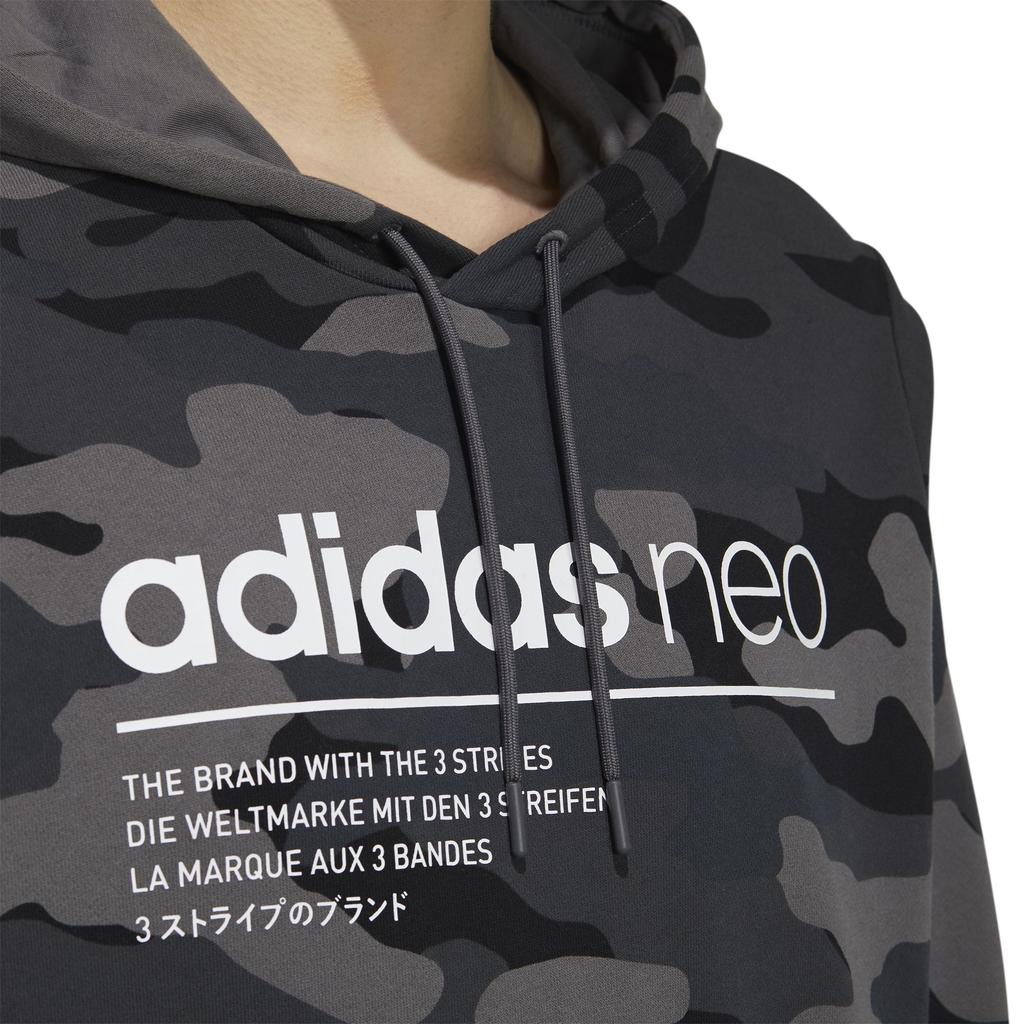 Adidas Neo Camo Logo Print Hoodie Men Tops Black HA1490