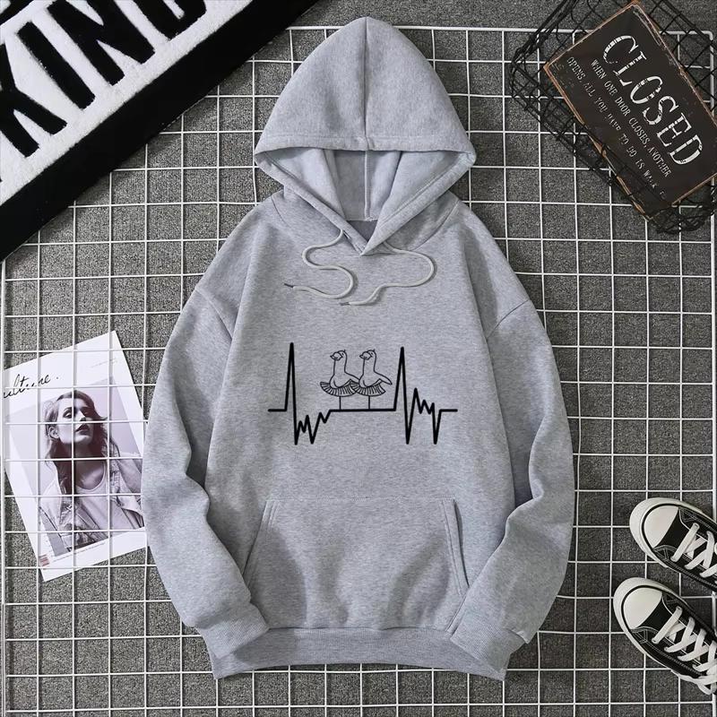 Heartbeat Runner Graphic Hooded Sweatshirts New In Hoodies & Sweatshirts Essentials Winter Thick Sweater Hoodie Women Clothes