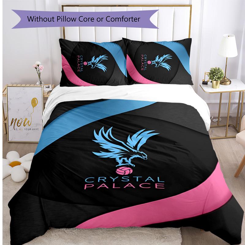 Crystal Palace Football Printed 3 Pieces Bedding Set, Comfortable Skin Friendly Bedroom Duvet Cover Set