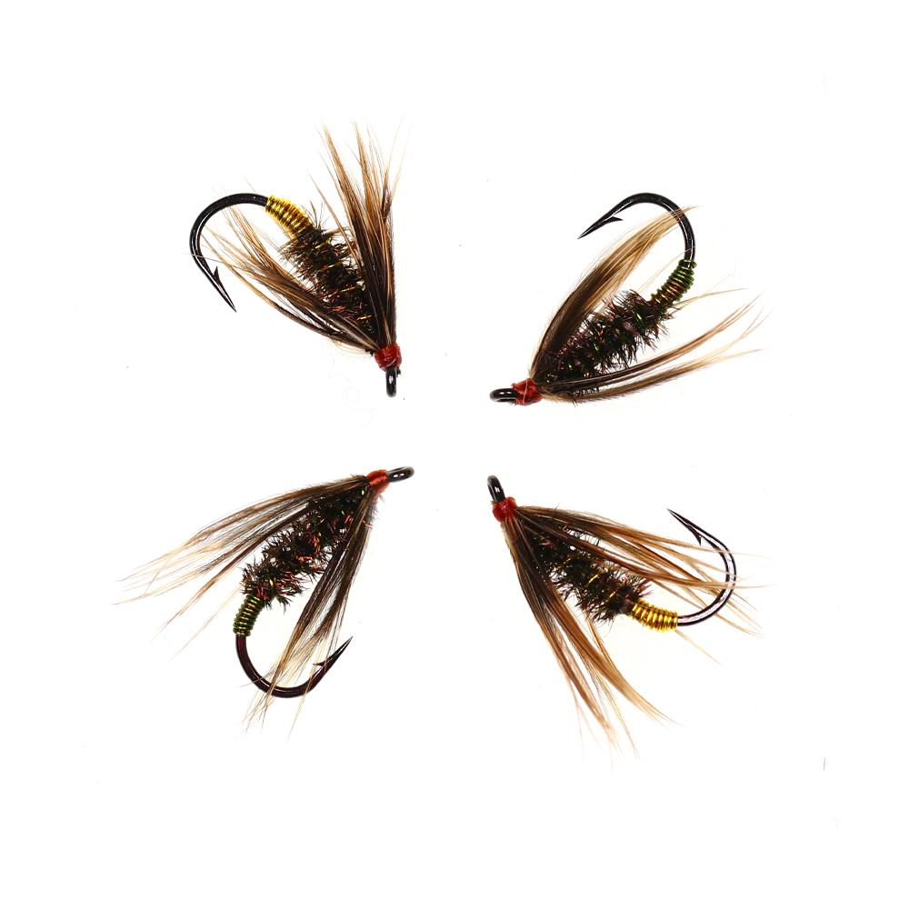 6PCS 12# Peacock Soft Hackle Copper Wire Wet Fly Nymph Rib Artificial Insect Baits Trout Bass Grayling Fishing Lures