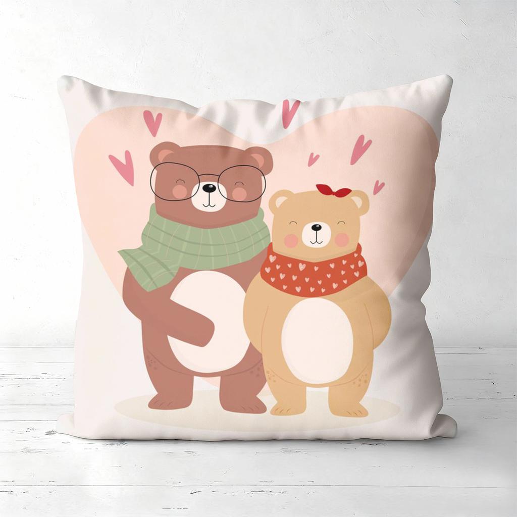 Cute Bear Couple Pillows Warm And Loving Design Polyester pillowcase, sofa decorative cushion cov Headboard Pillow