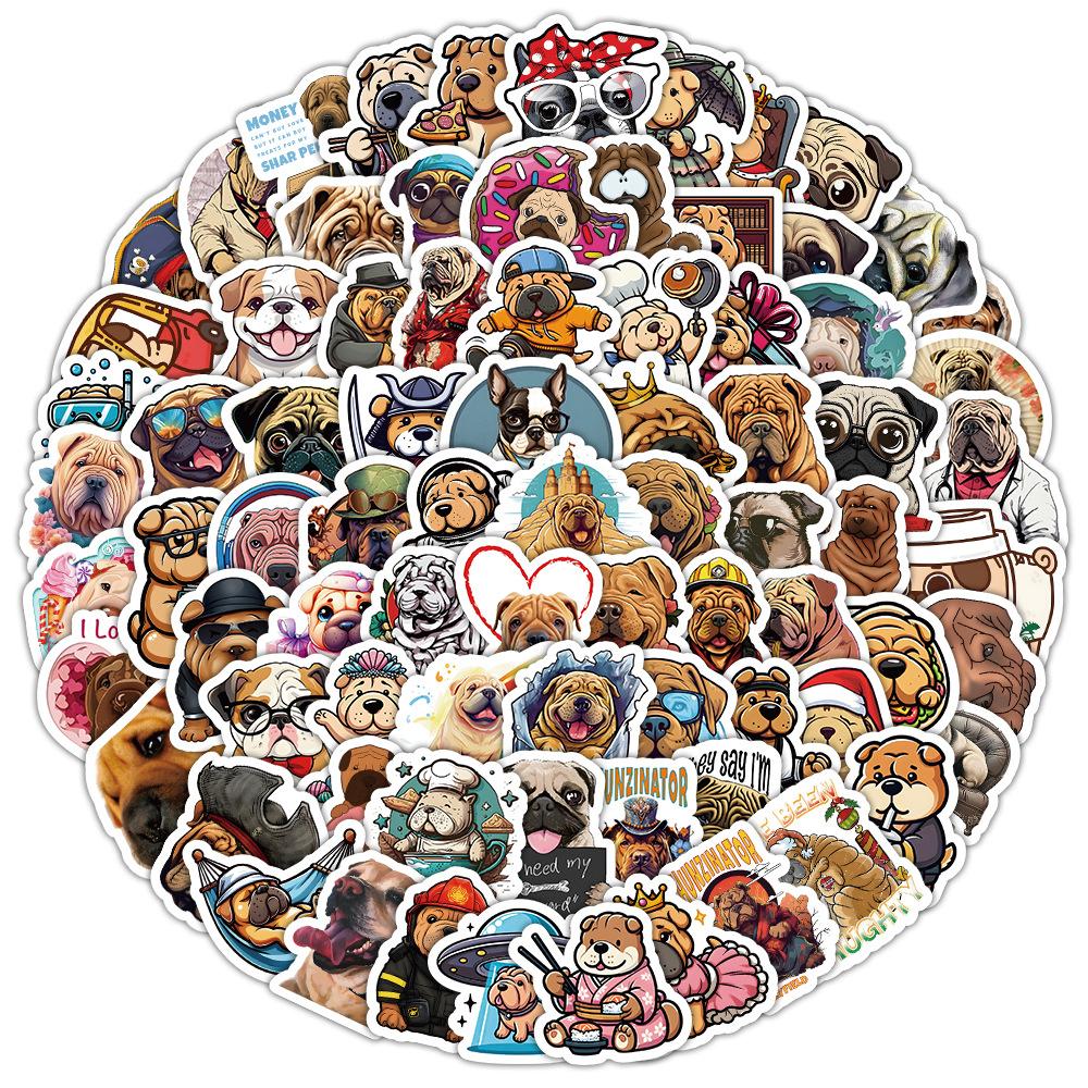 100Pcs/Set Pug Mini Pets Dogs Stickers DIY Fashion Decals Stickers