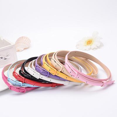 Çocuk Şeker Renk Kemerler 1.2 cm Süper-ince PU Kemerler Basit Düz Renk Rahat Kemerler Kız Giyim Aksesuarları