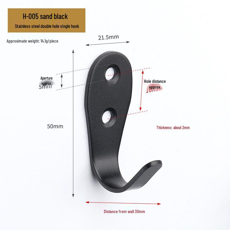 Jinrui Stainless Steel Black Bathroom Hook for Coats and Hats