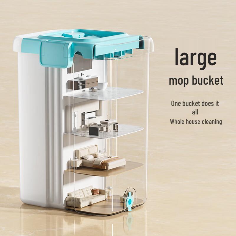 MARYYA Hands-Free Flat Mop with Bucket for Small Spaces