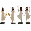 Metal Girl Statue Vintage Iron Art Standing People Figurine Desk Ornament for Home Study Living Room