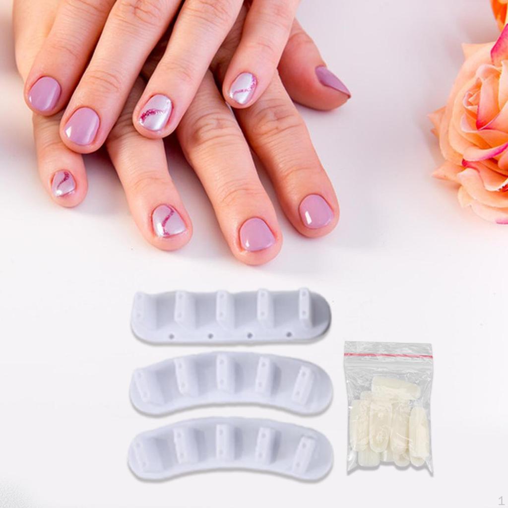 3 Pieces Acrylic Nail Art Display Stand Tips Practice Holder, DIY Training Tools with 10