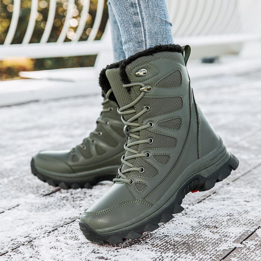 Nowe zewnętrzne buty zimowe dla par, duże rozmiary, wysokie, ciepłe, pikowane, pogrubione, buty turystyczne outdoorowe