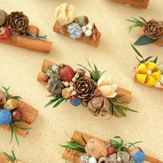 Dried Wood Fruit Refrigerator Magnet Handmade Rustic Natural Plants Pine Cone Decorative Fridge Magnet Photo Holder Home Office Decor