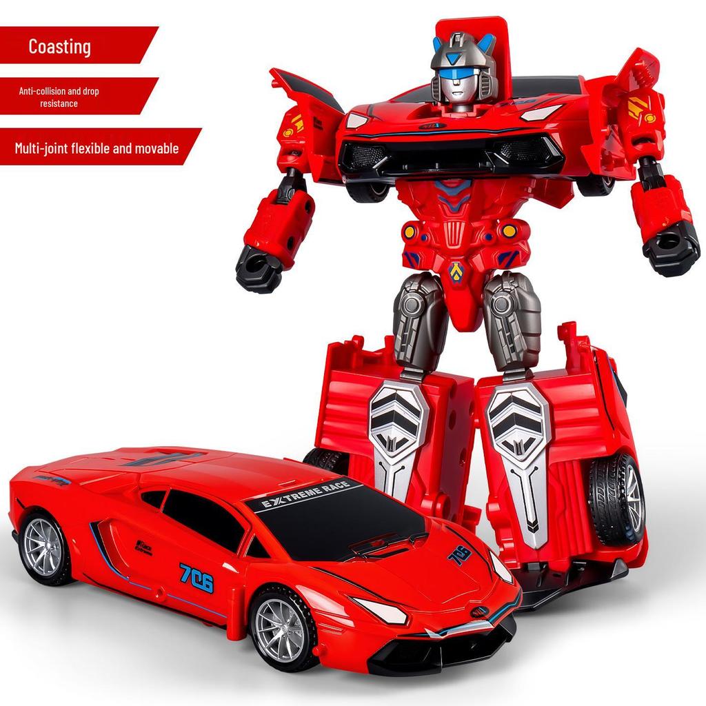 Transforming Robot Car Model - Inertial Power Warrior Toy for Boys