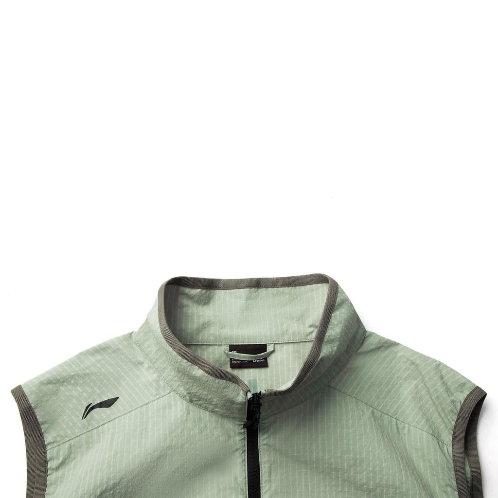 Li Ning Comfortable Stand Collar Zipper Simple Versatile Loose Breathable Vest Men Vest Bean-Green AMDV083-2