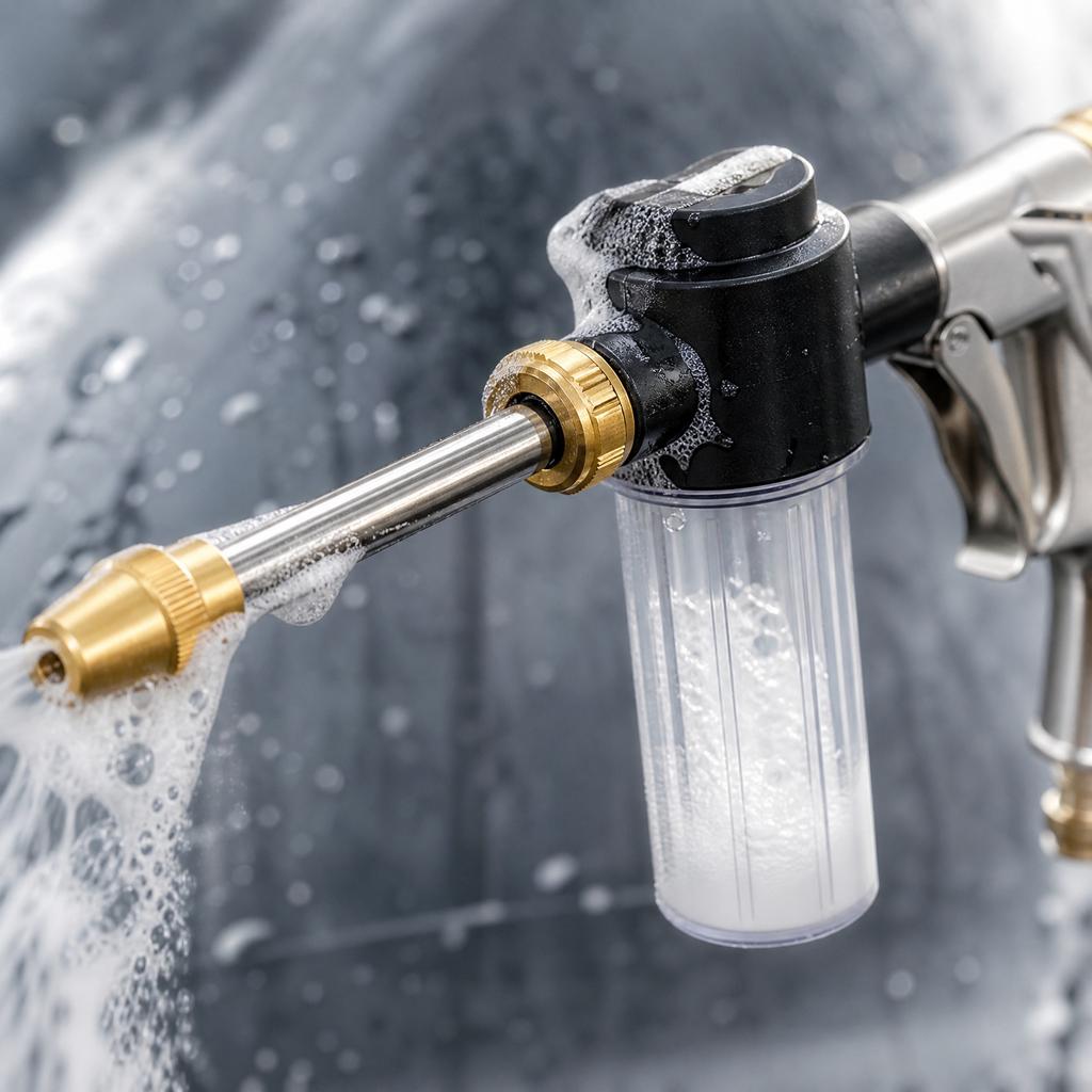 High Pressure Foam Gun with Long Metal Lance Foam Cannon for Car Cleaning Home Use Adjustable Nozzle and Multiple Connectors