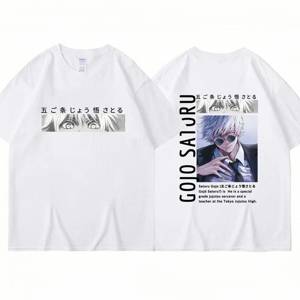 Japan Anime Jujutsu Kaisen Tričko Gojo Satoru Harajuku Manga Krátký rukáv Unisex Dámské Cool trička Streetwear Y2k Oblečení Topy