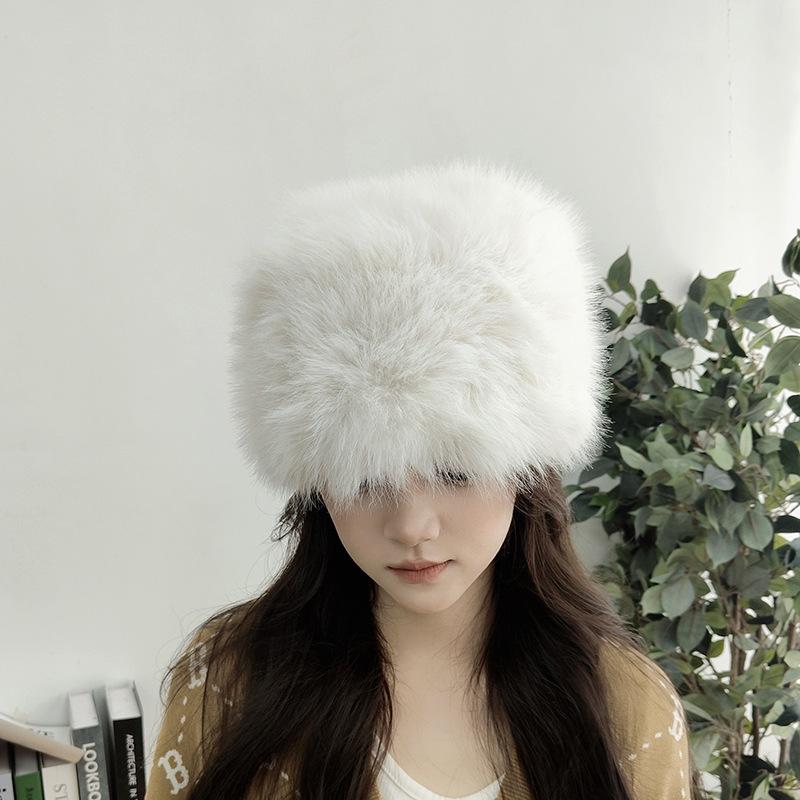 

Панама Mao Mao осенне-зимняя холодная теплая шапка из искусственного меха кролика, защитная шапка-ушанка, плюшевая шляпа-модница one size бежевый