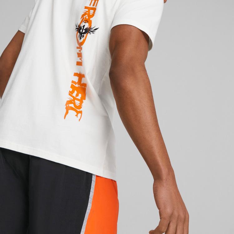 Puma Letter Logo Print LaMelo Ball Basketball Sports Casual Short Sleeve T-Shirt Men Tops White 621714-01