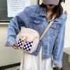Women's Bag Plaid Nylon Cloth Small Square Bag New Women's Bag Trend Sweet Contrasting Color Shoulder Messenger Bag