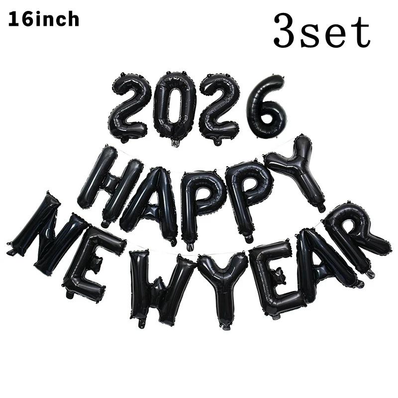 3 Sets 16 Inch Crown 2026 Number Aluminum Foil Balloon For Christmas New Year Decoration Festive Party Supplies Christmas Decor