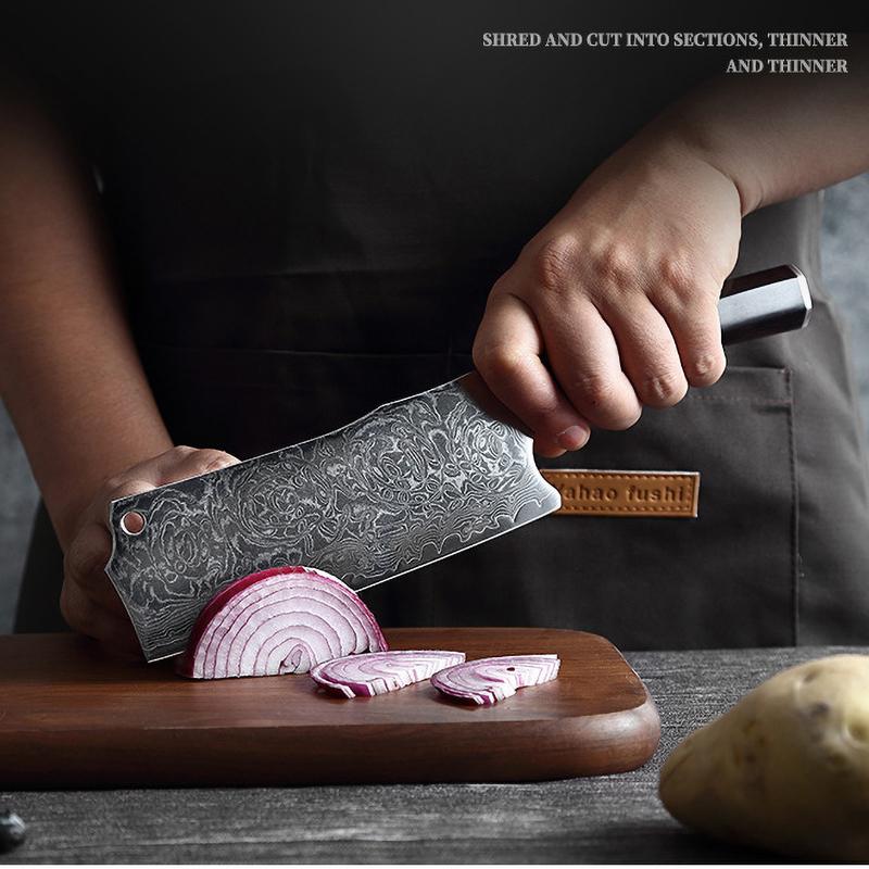 7 Inch Nakiri Knife 67-layers Damascus VG10 Steel Blade Ebony Handle Sharp Chef Slicing Cleaver Meat Japanese Kitchen Knives