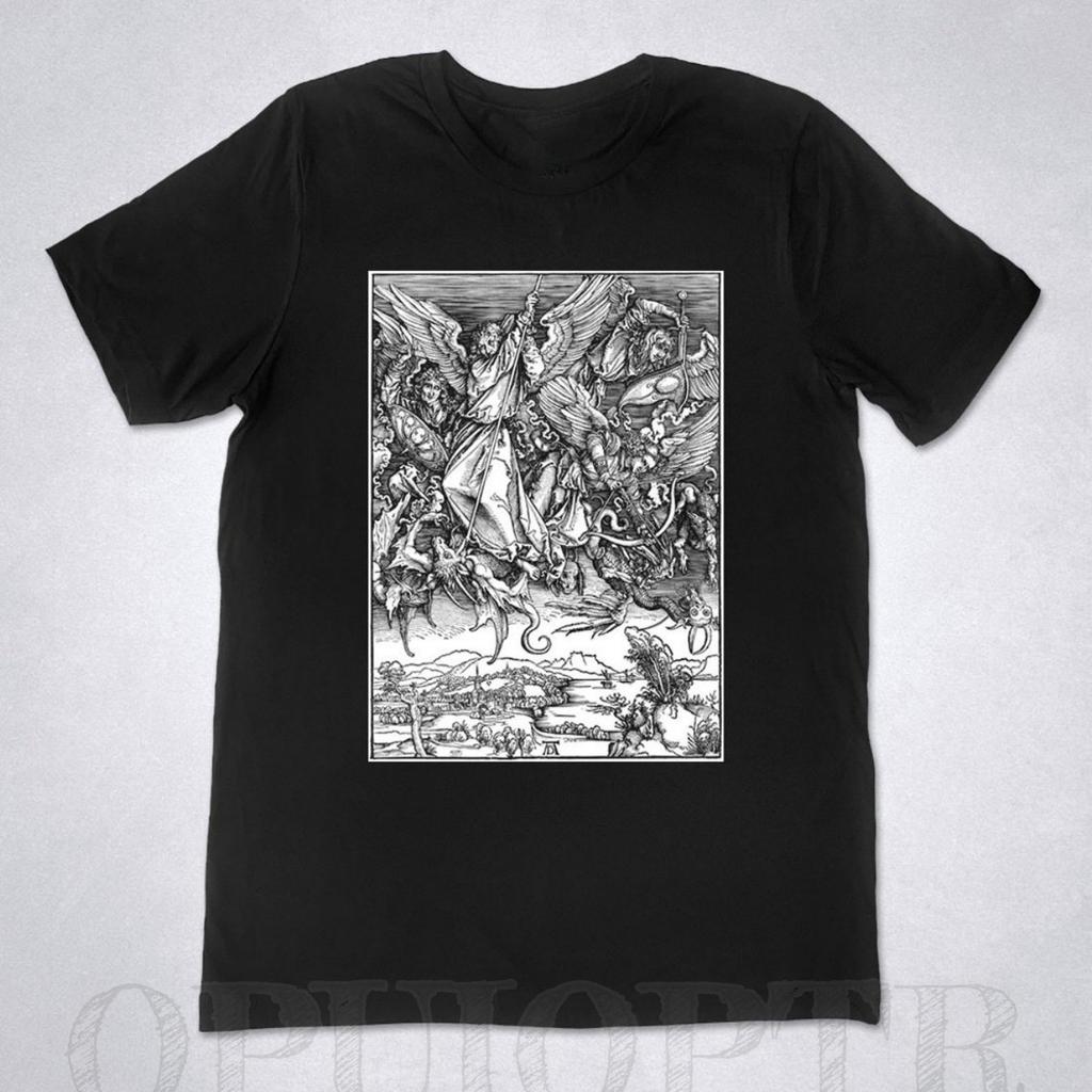 Unisex Black TShirt Suitable For Unisex And Unisex Showcasing Albrecht DRers Saint Michael A Work Of Renaissance For Art