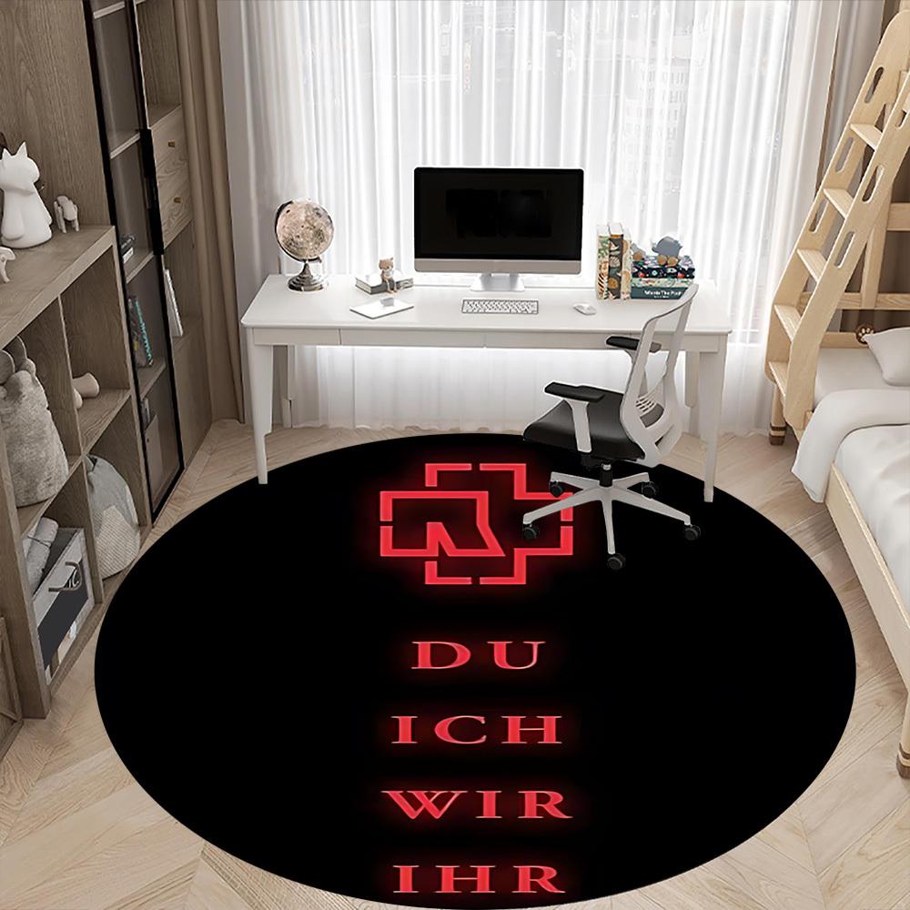 1PC Rammstein Office Round Rug, Non-slip, Soft and Durable Office Rug for Interior Decoration, Perfect for Office, Beautiful Decoration